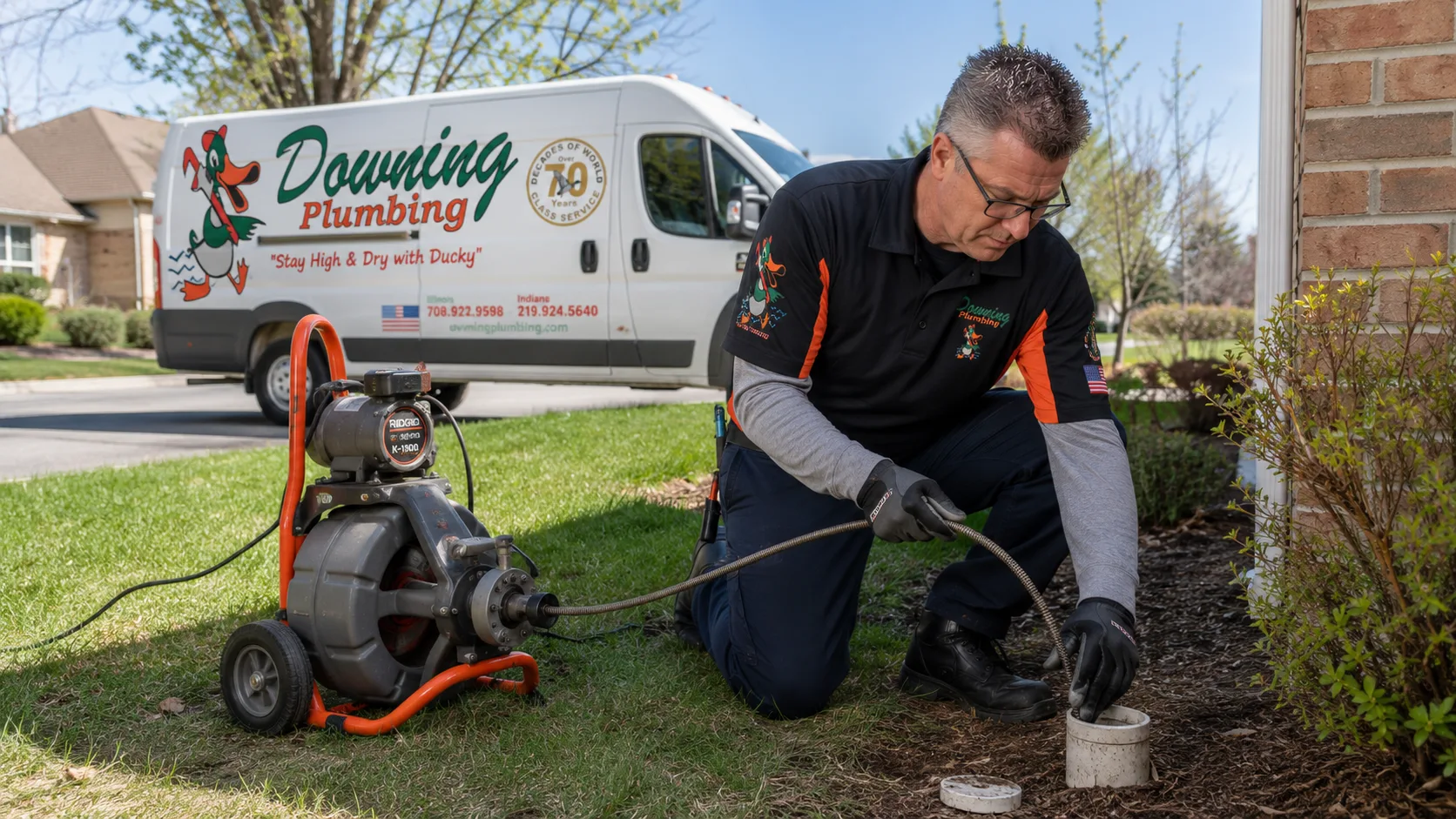 Plumber cleaning a kitchen sink drain