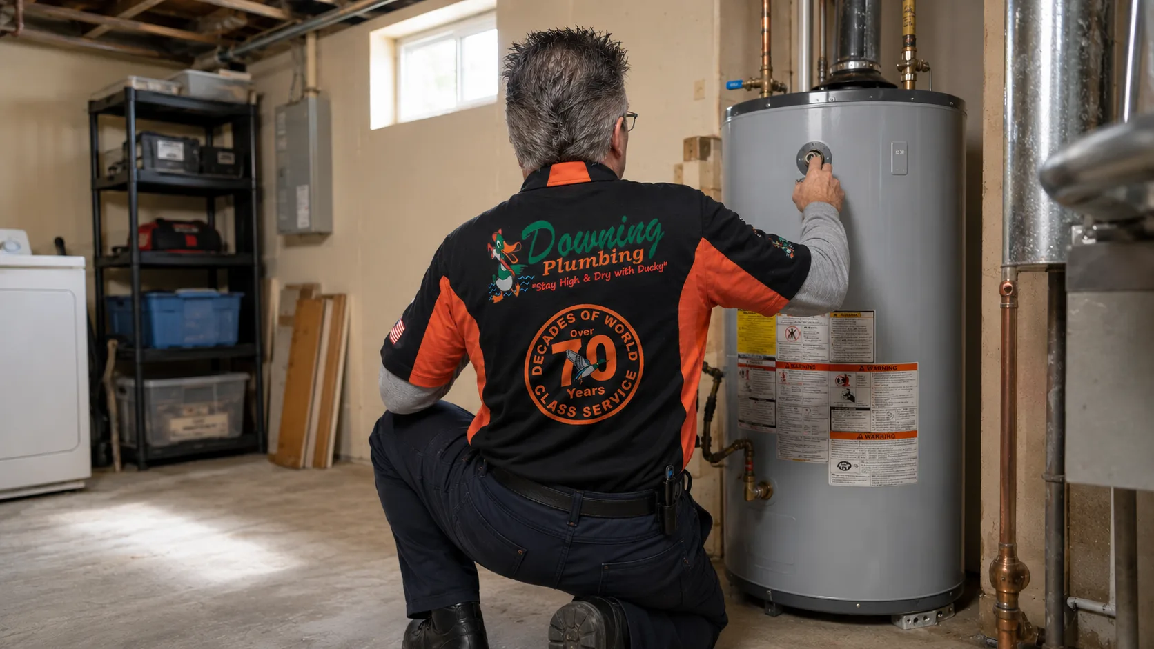New water heater being installed